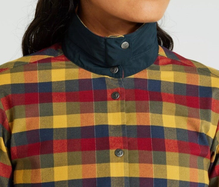 $180 FjallRaven Women’s Rider’s Flannel Plaid Thick Shirt- Flag Multi-Medium-New