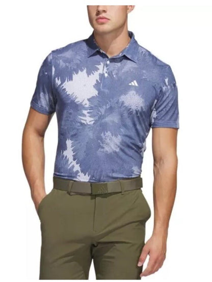 $65 Adidas Men's Flower Mesh Golf Polo Shirt -White/Collegiate Navy- Medium -New
