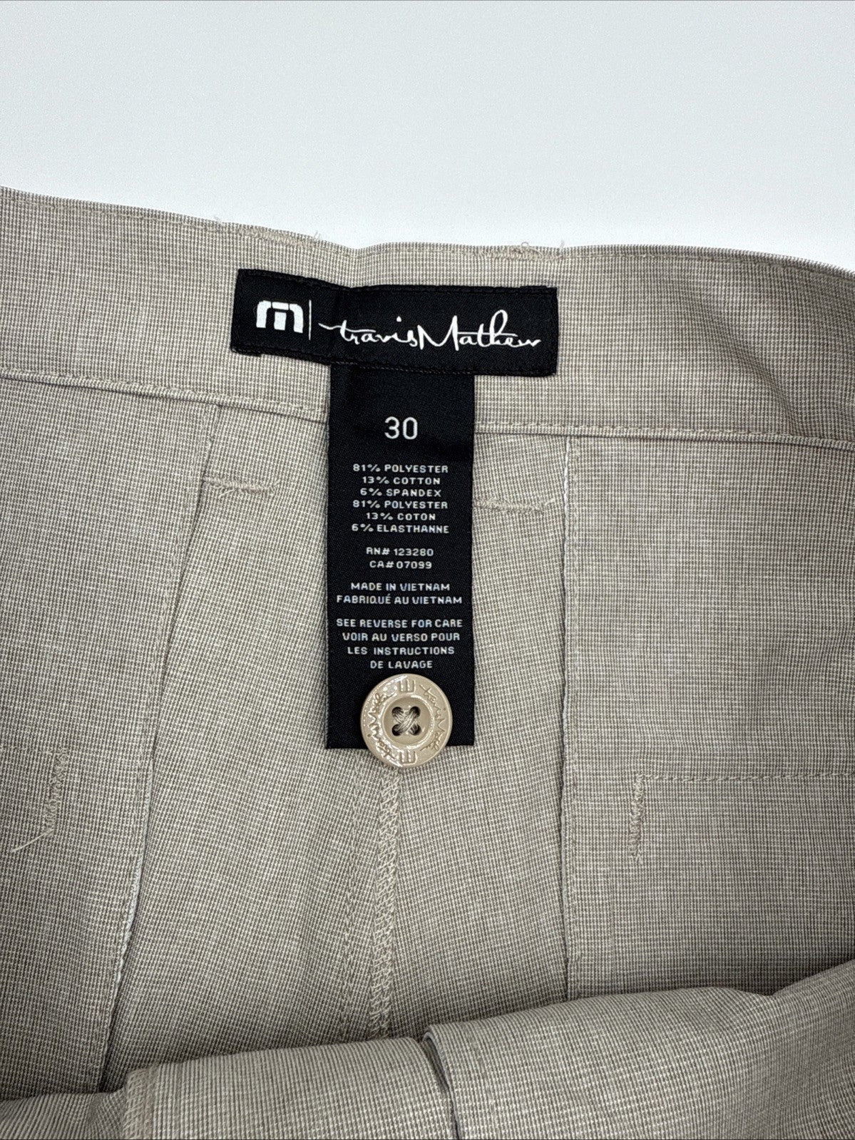 $85 Travis Mathew Men's Beck Shorts Stretch Waistband - Khaki -Size: 30- New