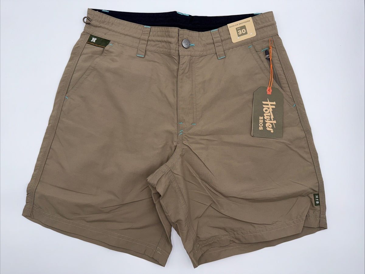 $69 Howler Bros Men's Horizon Hybrid Shorts 2.0 7.5" Inseam- Isotaupe- 30W - New