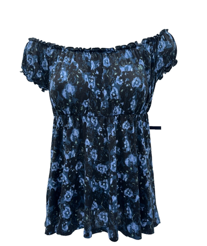 $72 Melrose And Market Women’s Off The Shoulder Top-Floral Blue-Medium-New