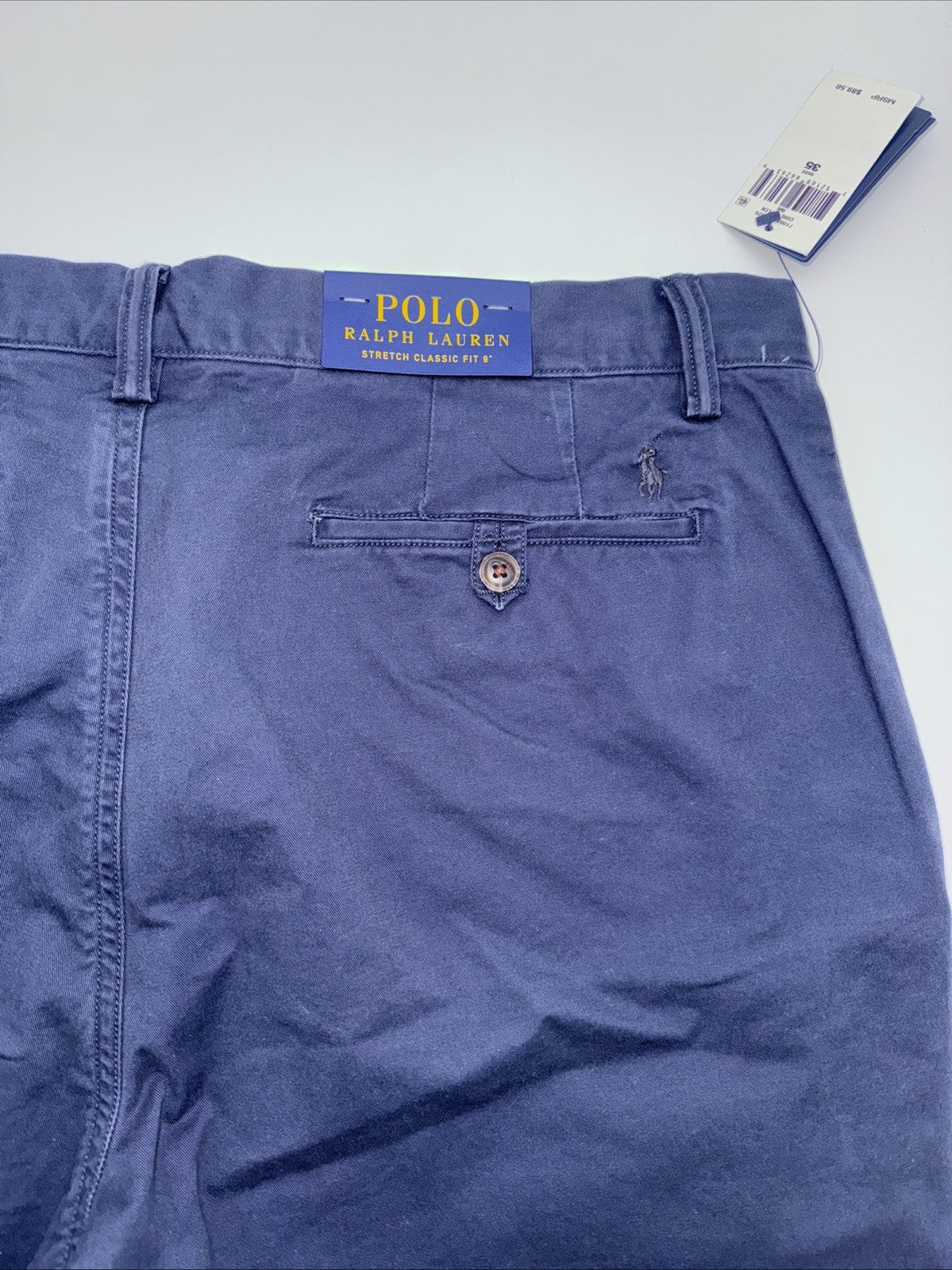$90 Polo Ralph Lauren Men's Classic Fit 9" Stretch Chino Shorts-Ink Blue- 35W