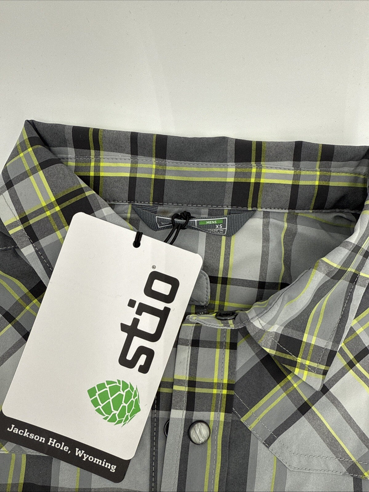 $120 Stio Men’s Eddy Shirt Long Sleeve Pearl Snap-Quiet Grey Plaid -XSmall-New