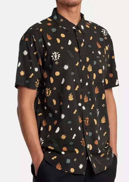 $66 RVCA Men’s ANYTIME S/S Button Shirt - PTK Brown -Size:  Medium - New Tag