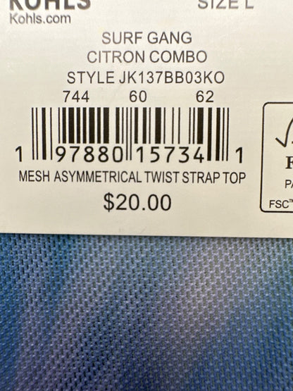 Madden Girls Asymmetrical Twist Strap Top Shirt- Citron Combo - Large - New Tag