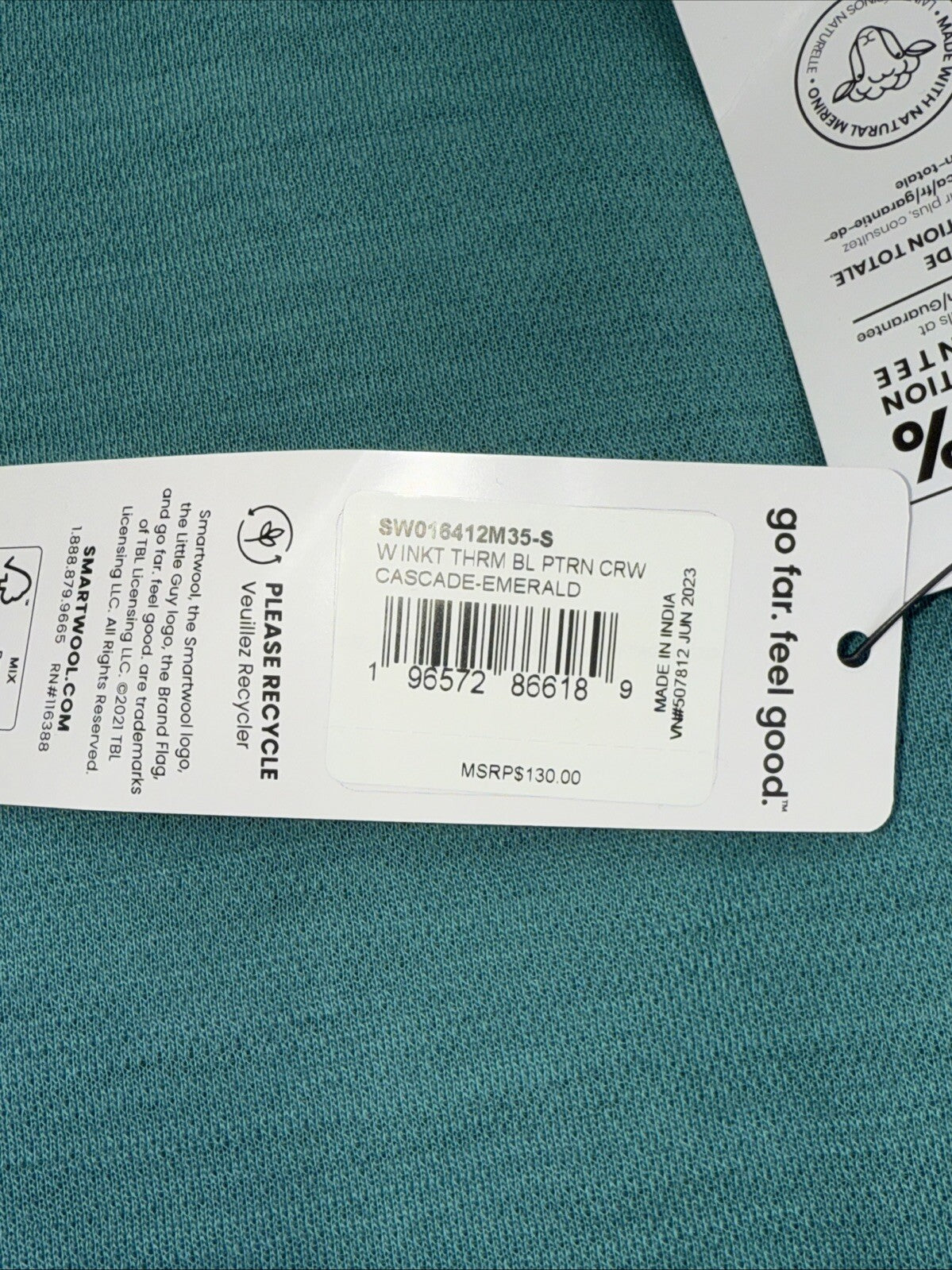 $130 Smartwool Women’s Intraknit Merino Base Layer Crew-Emerald -Small-New Tag