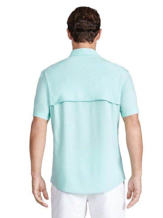 $65 IZOD Men’s Saltwater Beach Performance Printed Shirt - Ice Green- Small -NWT