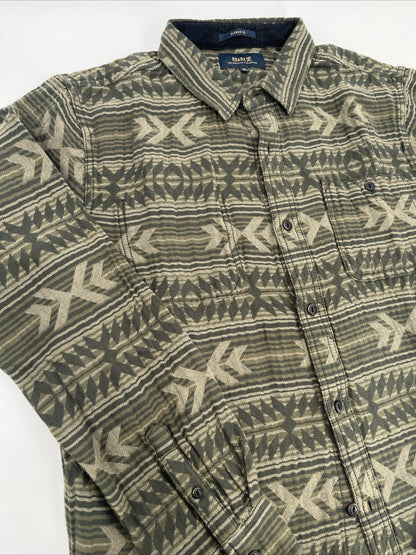 $119 Roark Men’s Weston Long Sleeve Button Up Jacquard Shirt-Military-Medium