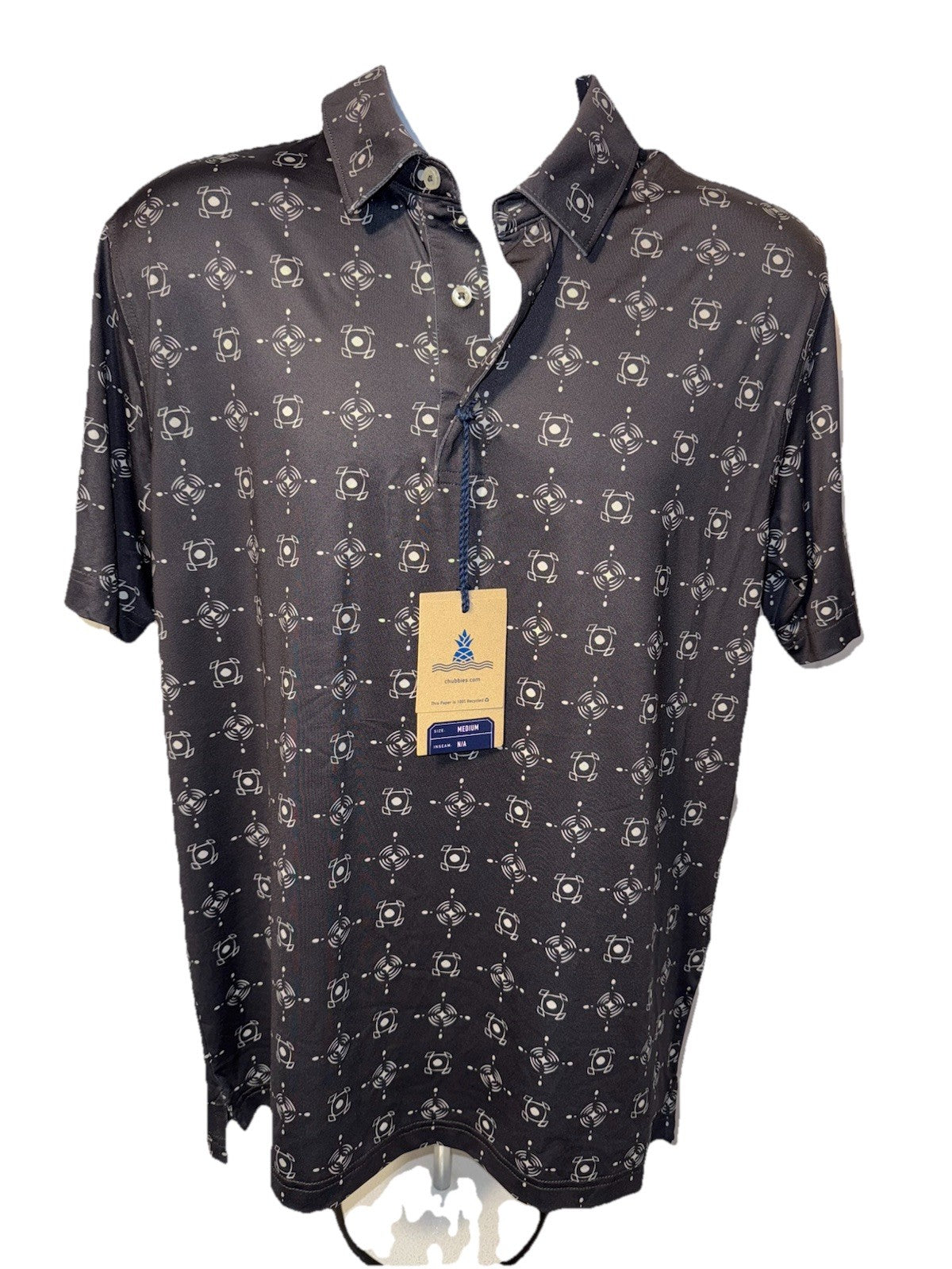 $60 Chubbies Men’s Polo Shirt The Bandanarama Performance- Black -Medium-New