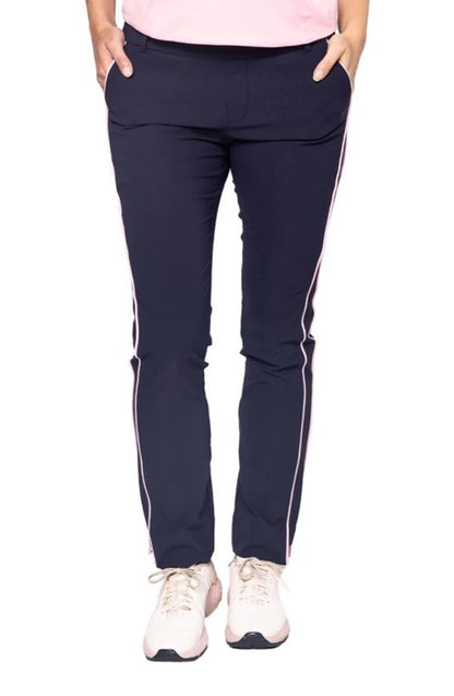 $158 Golftini Ankle Pant Side Stripes Golf Pants- Navy/Pink-Large-New Tags