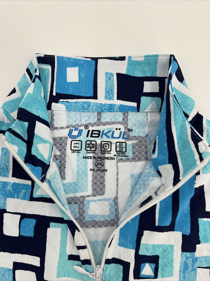 $95 IBKUL Women’s Zip Mock Neck Short Sleeve- Jennifer Turquoise-XSmall-New Tag