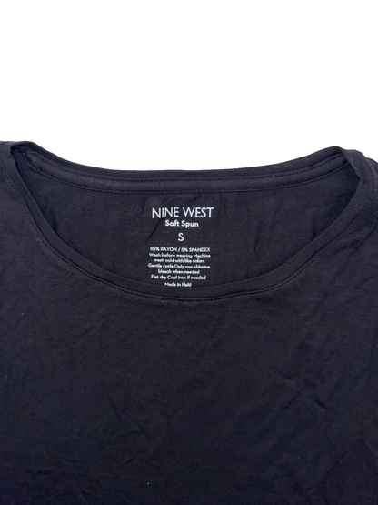 Nine West Women’s Soft Spun Long Sleeve Crew Neck Tee-Mineral Black- Small-New