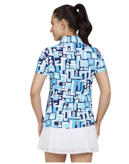 $95 IBKUL Women’s Zip Mock Neck Short Sleeve- Jennifer Turquoise-XSmall-New Tag