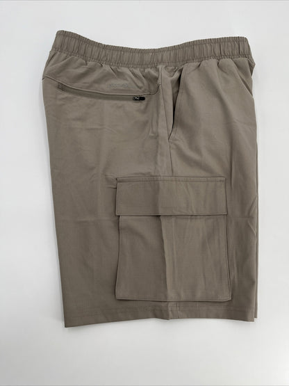 $60 Eddie Bauer Men's Inland 8” Woven Tech Drawstring Pull On Shorts-Taupe-Large
