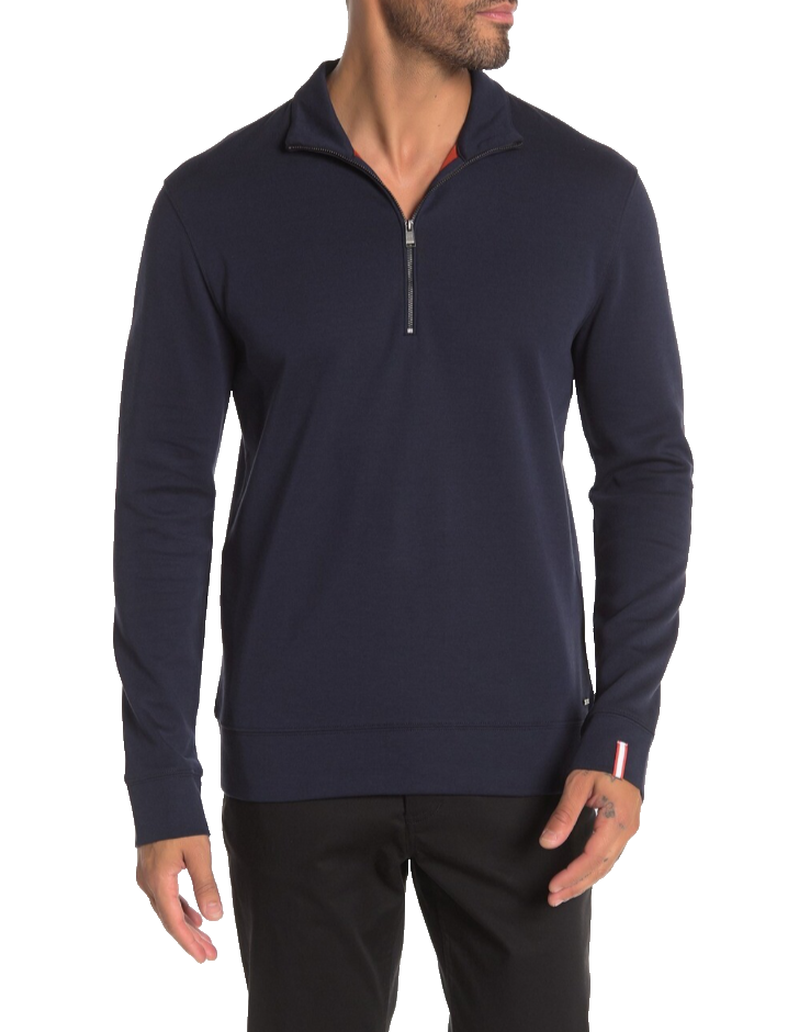 $148 Hugo Boss Men's Siegal 1/4 Zip - 50382676 - Navy - Medium - New With Tags