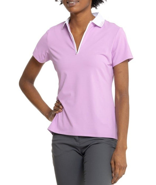 $110 Peter Millar Women’s Chrissie Active Polo Shirt- Lavender - XSmall-New Tags