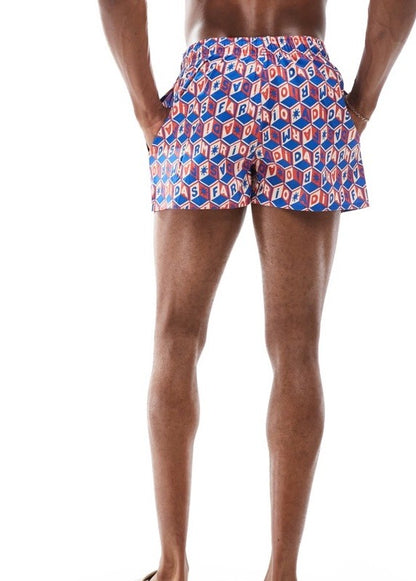 $70 Adidas Men’s CLX Farm 3s All Over Print Swim Trunks- Blocks Blue-Medium-New