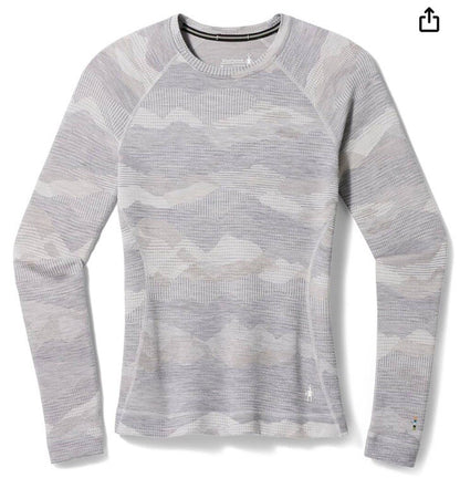 $110 Smartwool Women’s 250 Merino Wool Base Layer Crew Top-Gray Print-XSmall-New