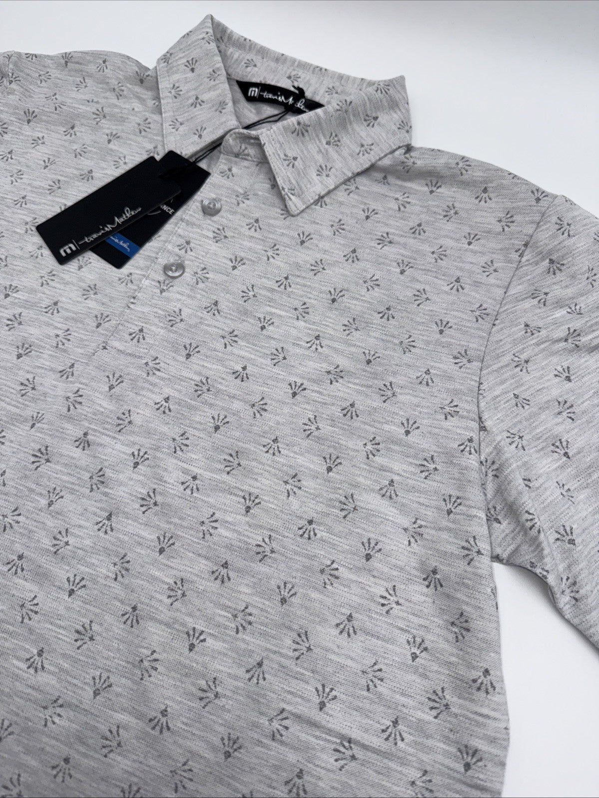 $95 Travis Mathew Men’s Tour Book Golf Polo Shirt-Light Grey - Small- New Tags
