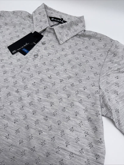$95 Travis Mathew Men’s Tour Book Golf Polo Shirt-Light Grey - Small- New Tags