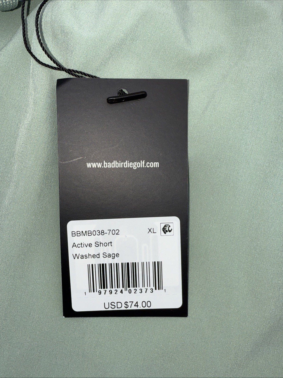$74 Bad Birdie Men's Active Golf Shorts Elastic Waist Drawstring-Sage-XLarge-New