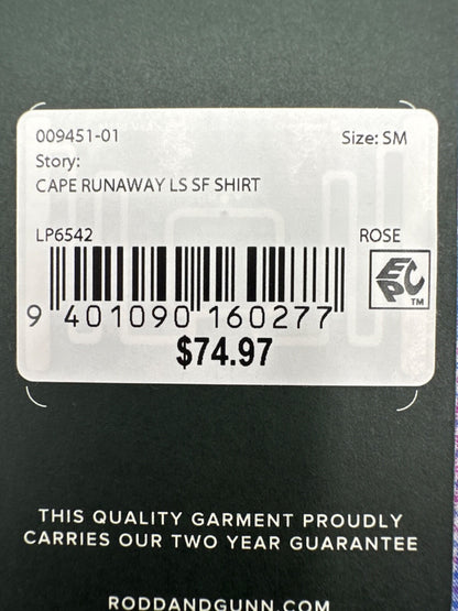 $125 Rodd and Gunn Men's Care Runaway Long Sleeve Button Up Shirt-Blue/Red-Small