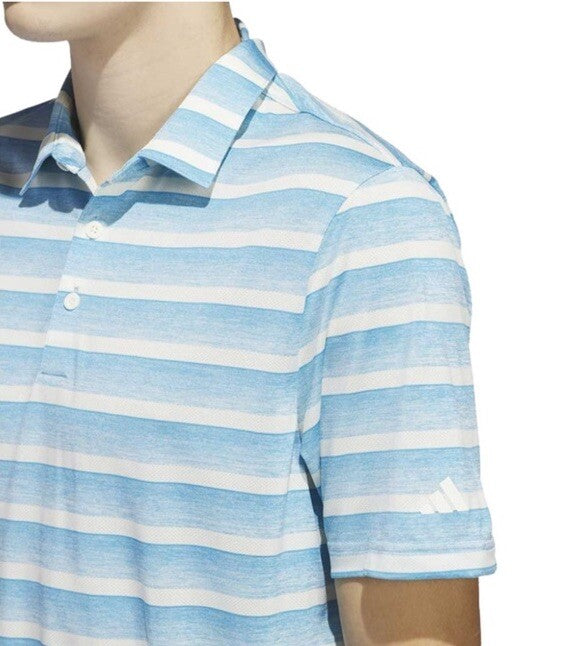 $70 Adidas 2024 Men’s  2-Color Stripe Golf Polo Shirt - Blue/White- Medium- NEW