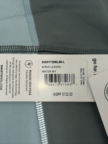 $120 Smartwool Women's Run Legging  - Winter Sky - Large - New With Tags
