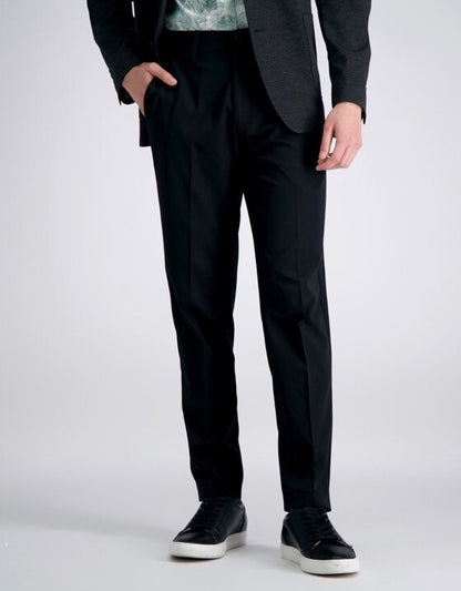 Haggar Men’s Cool Right Performance Flex Slim Fit Flat-Front Pants-Black-32Wx32L