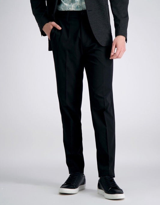 Haggar Men’s Cool Right Performance Flex Slim Fit Flat-Front Pants-Black-32Wx32L