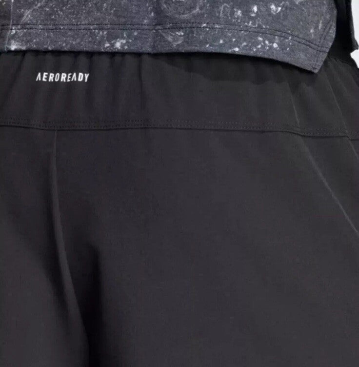 $75 Adidas Men’s 7 " WO POW 2IN1 Compression Shorts- Black/Black- Small-New