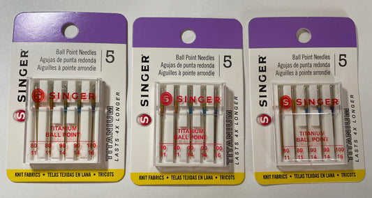 Lot Of 3 Singer Titanium Universal Ball Point Machine Needles- Total 15 Needles