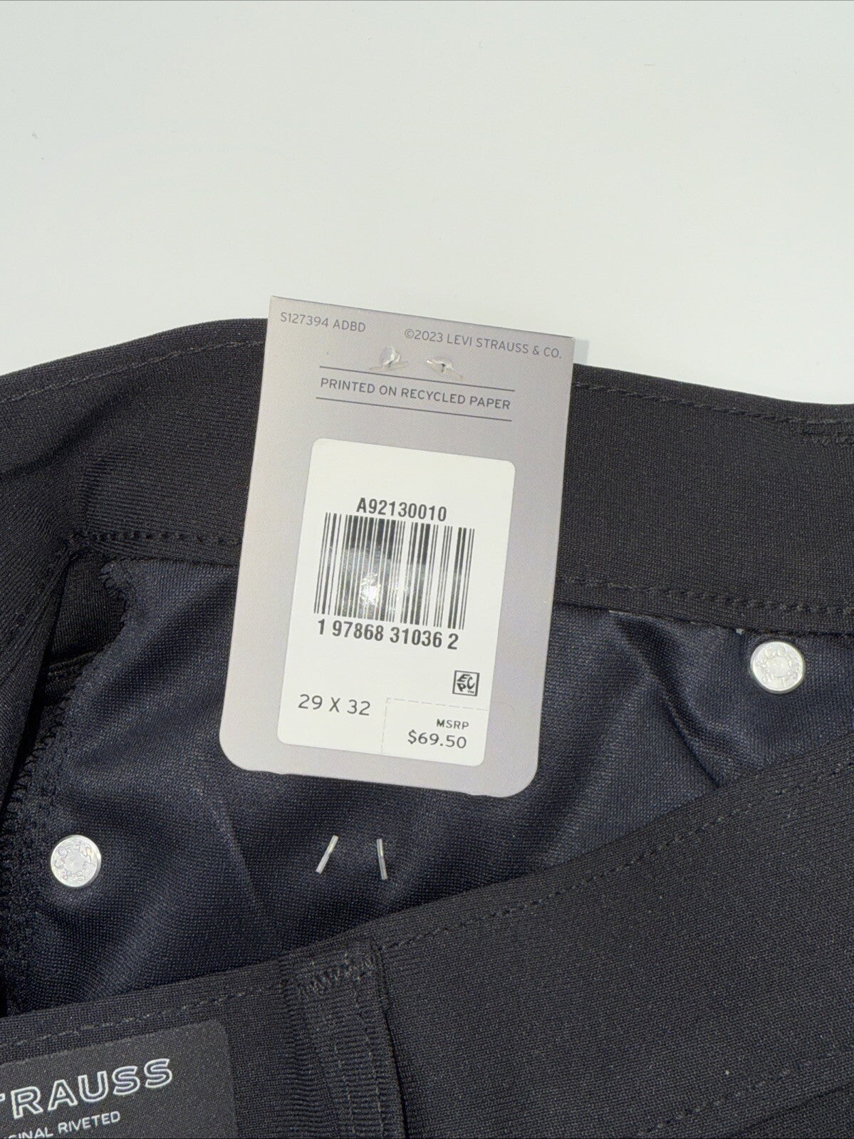 $70 Levi's Men's 511 Slim Tech Pants Stretch A92130010- Black- 29W 32L - New Tag
