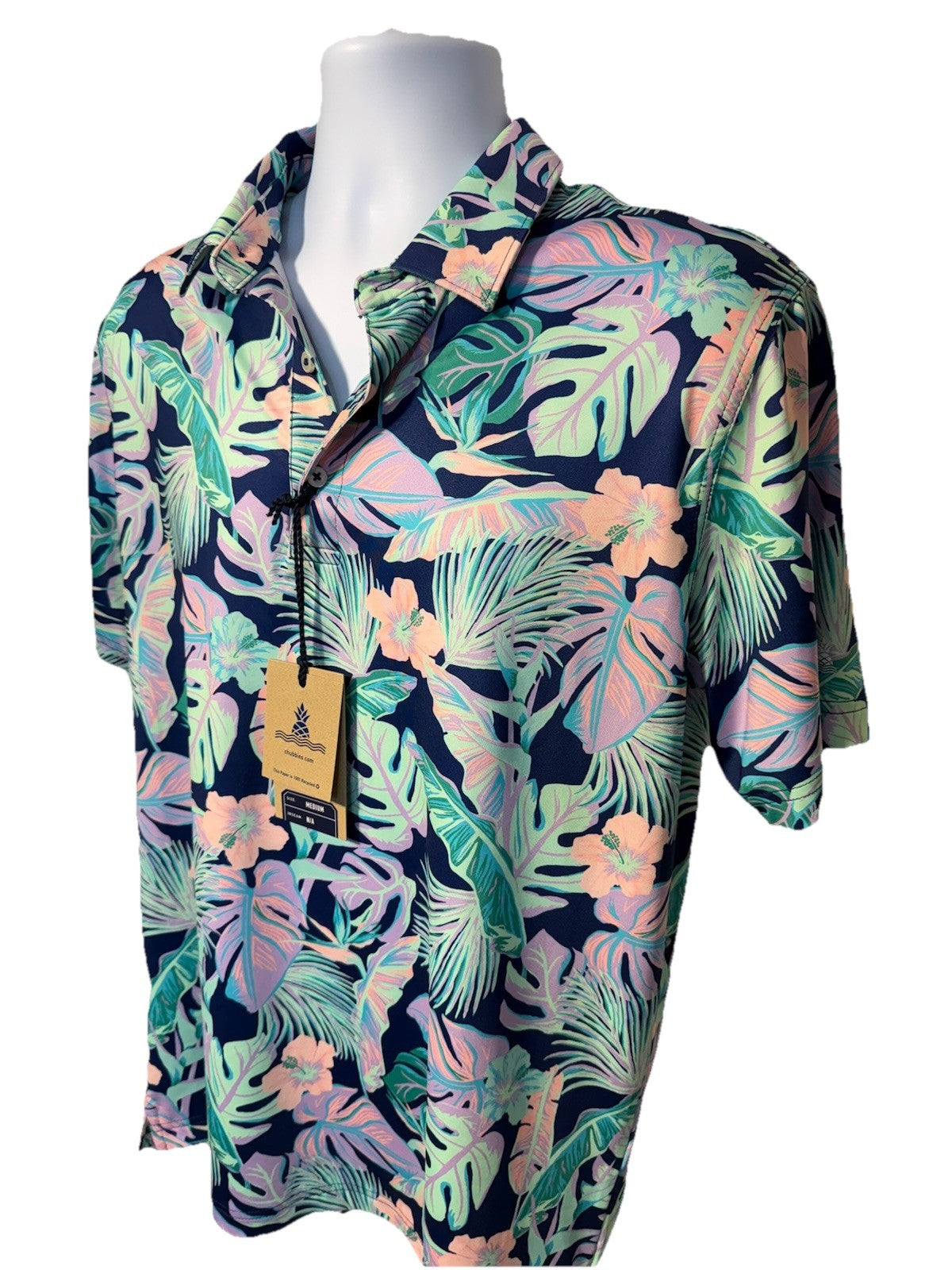 $60 Chubbies Men’s Polo Shirt The Night Fauna Performance- Navy Multi-Medium-New