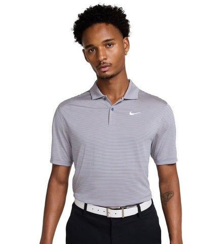 $55 Nike Men's Dri-Fit Core Stripe Golf Polo Shirt - Platinum Violet/Blue-Medium