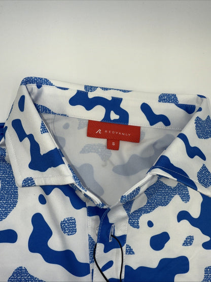 $110 Redvanly Men’s Camo Barres Golf Performance Stretch Polo Shirt-Blue-Small