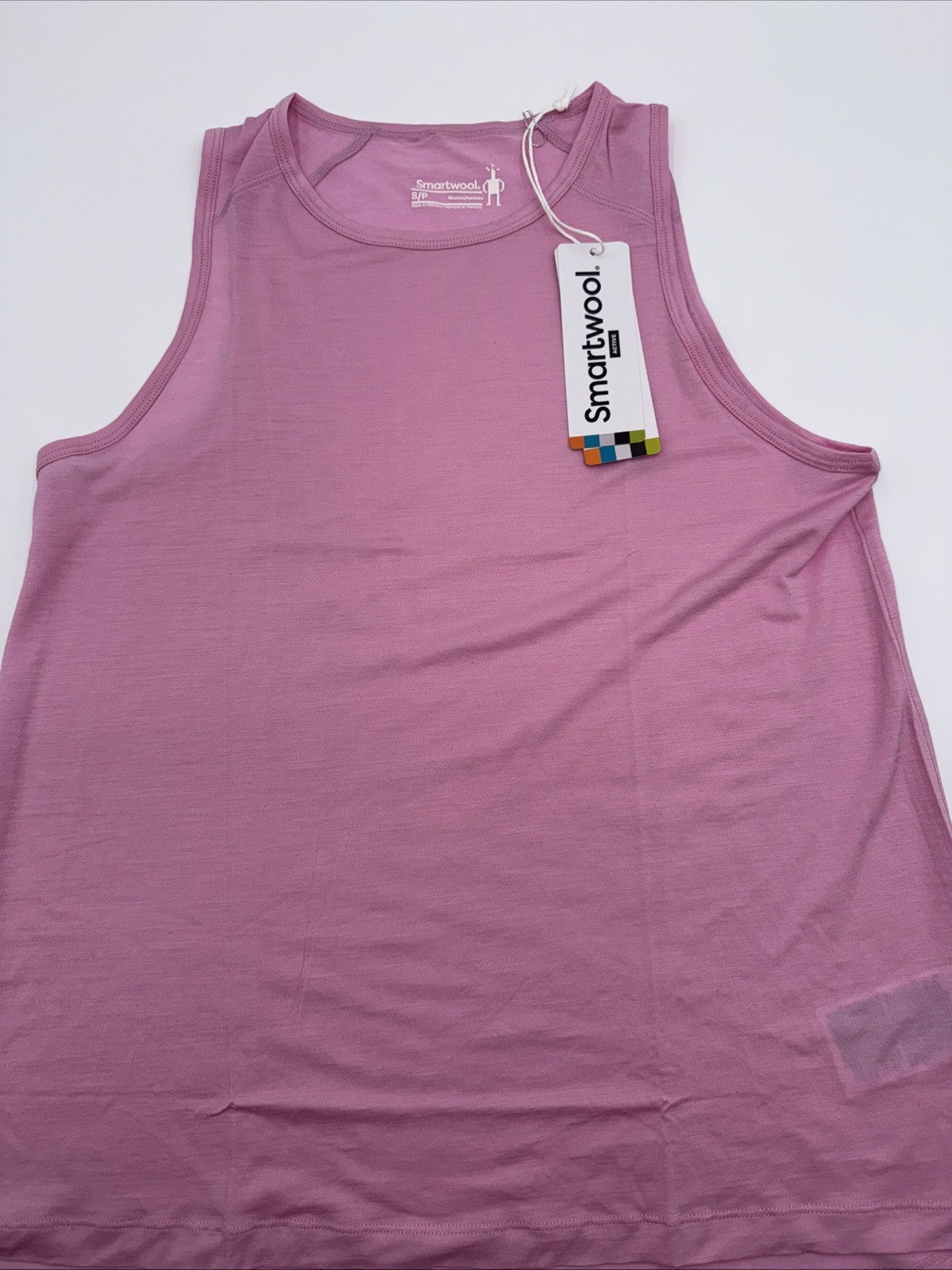 $55 Smartwool Women’s Active Ultralite High Neck Tank Shirt- Lt Pink-small-NEW