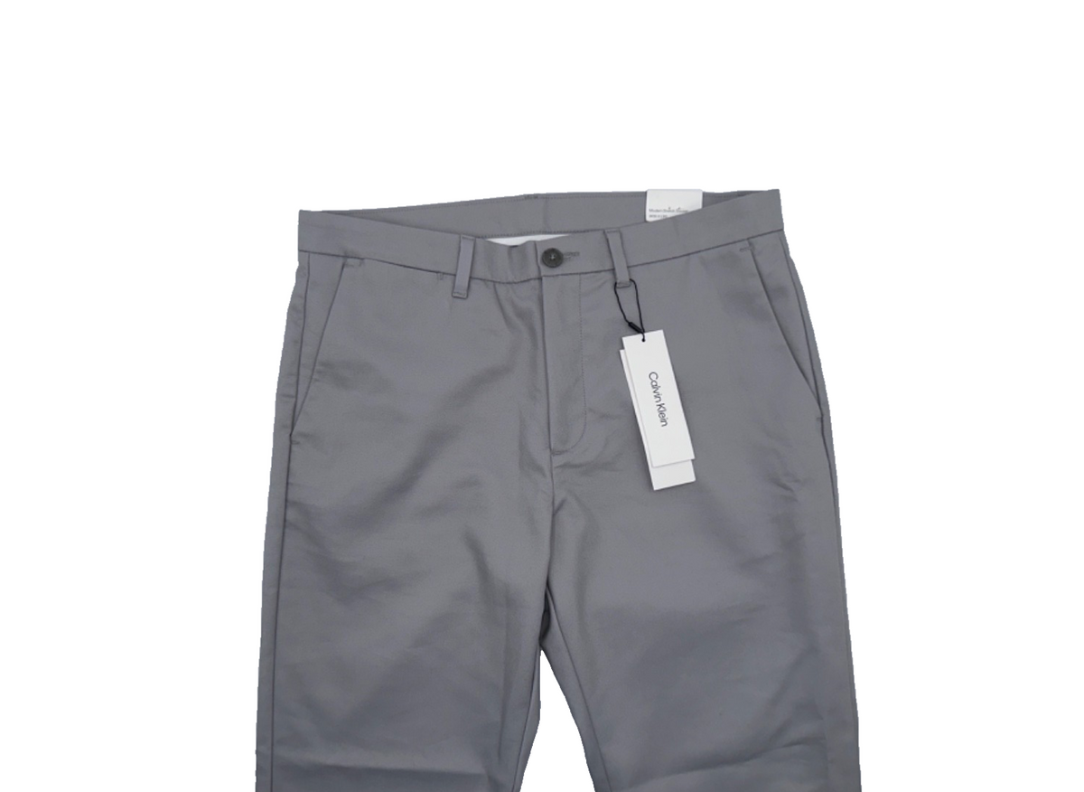 $90 Calvin Klein Men's Modern Stretch Trouser Pants - Alloy - 33W x 30L - New