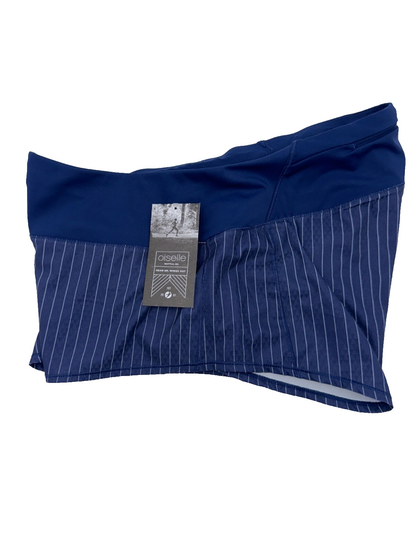 $56 Oiselle Women's Mac Roga Lined Running Shorts - Grounded Pinstripe -Size 10