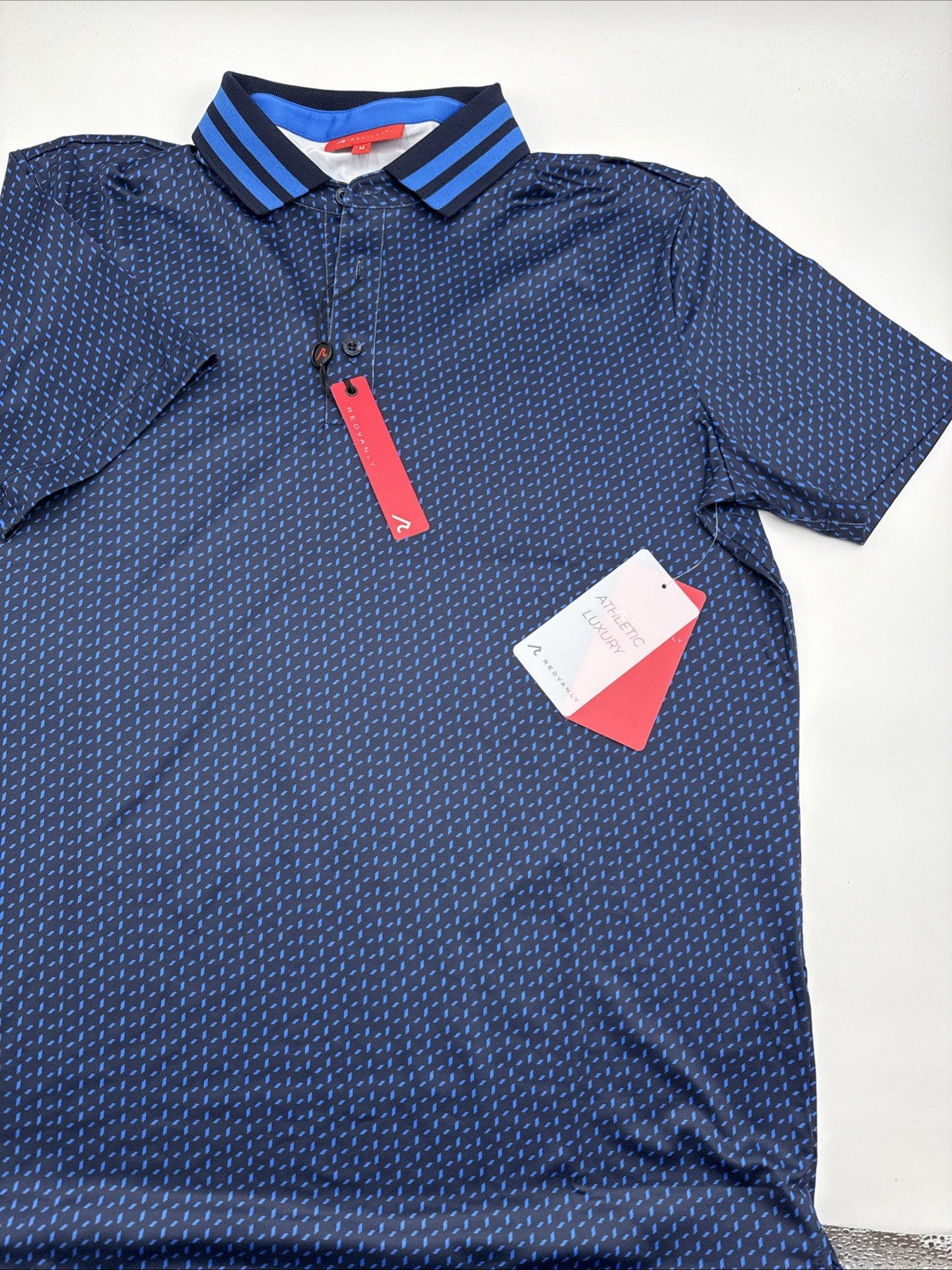 $110 Redvanly Men’s Pascal Golf Performance Polo Shirt-Midnight Navy-Medium -New