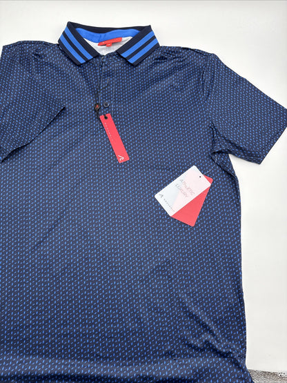 $110 Redvanly Men’s Pascal Golf Performance Polo Shirt-Midnight Navy-Medium -New