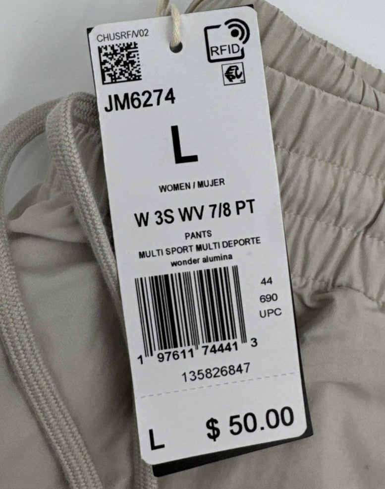 Adidas Women’s Essentials 3Stripes Woven 7/8 Sports Pants Jogger- Alumina-Large