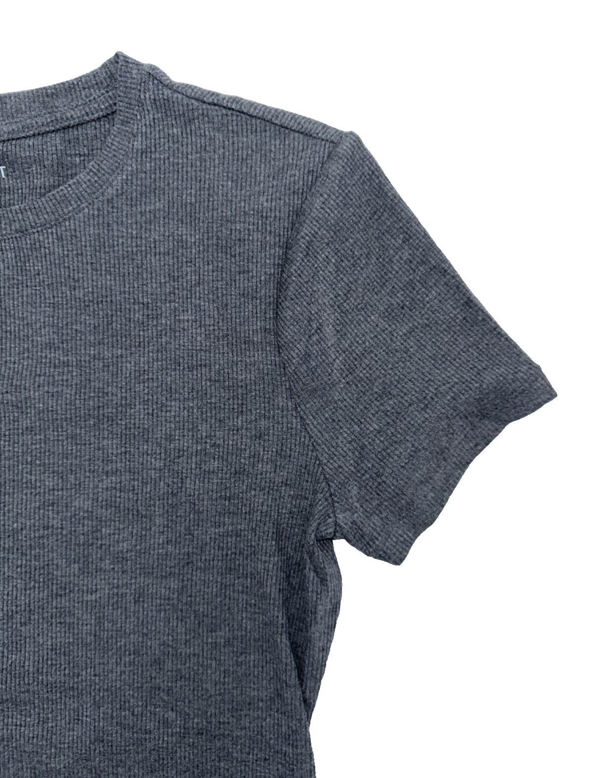 Nine West Women's Soft Spun Fitted Ribbed Crewneck Top - Coal Heather-Small-New