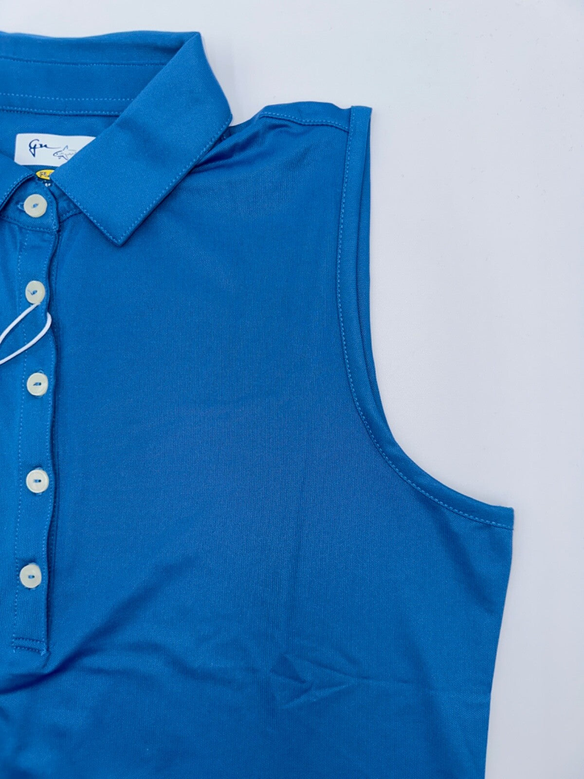 Greg Norman Women’s Freedom Sleeveless Micro Pique Polo-Cornflower Blue-Medium