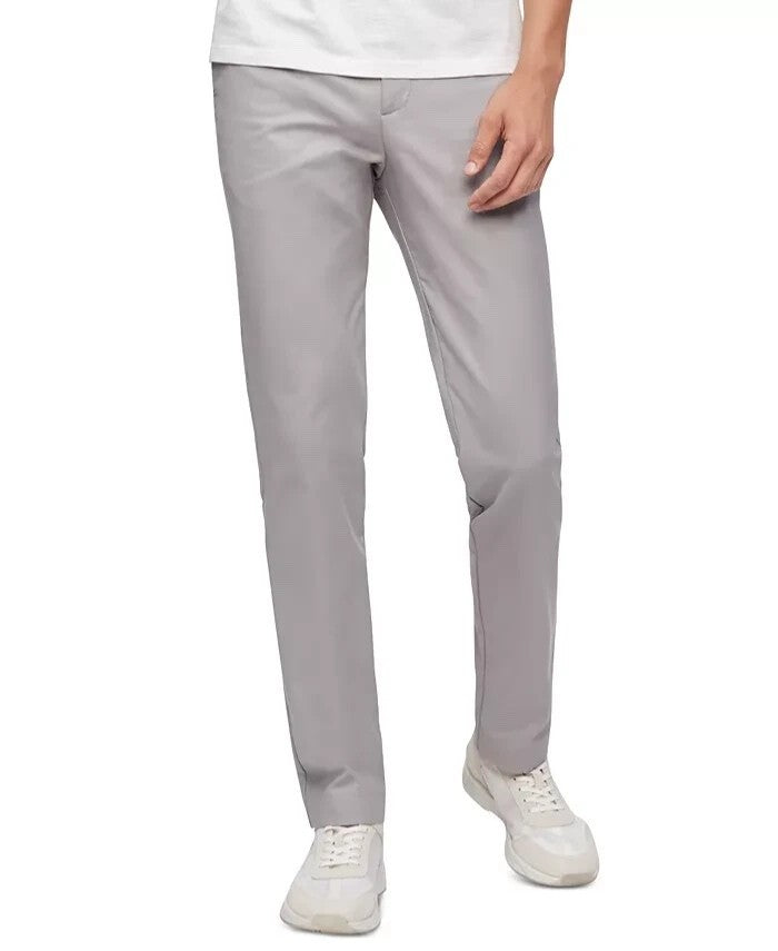 $90 Calvin Klein Men's Modern Stretch Trouser Pants - Alloy - 33W x 30L - New