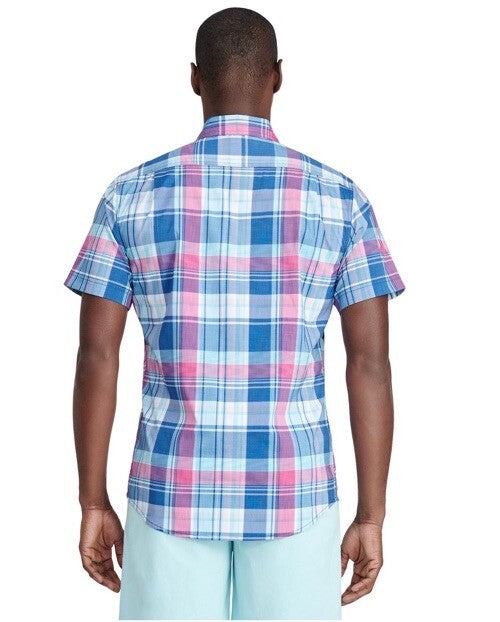 Izod Men’s Classic Plaid Breeze Button Front - Twilight Blue- Small NWT