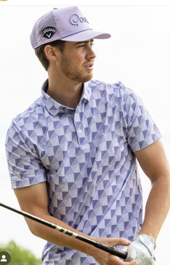 $75 GOOD GOOD Men’s Dynamic Golf Shirt Polo  Stretch Performance-Purple-Medium