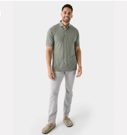 $180 Peter Millar Men’s Crown Crafted Greystone Linen S/S Polo- Khaki- XLarge