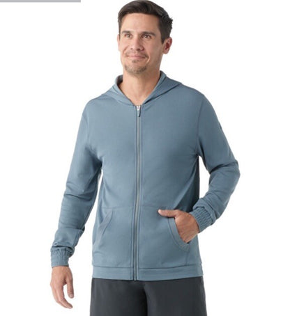 $130 Smartwool Men’s Hoodie Lightweight Uptempo Zip Sweater-Pewter Blue-Small