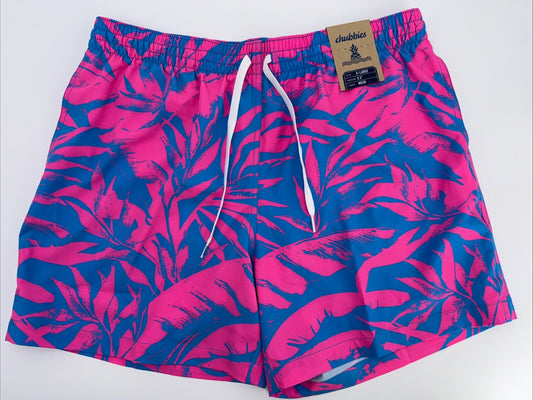 $70 Chubbies The Palm Springers 5.5" Inseam Swim Trunks-Pink/Blue-XLarge-New Tag